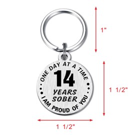 Alotozo 14 Years Sobriety Gift Addiction Recovery Keychain - 14 Yrs Sober Anniversary Key Chain - 14th AA Gift NA Recovery Sobriety for Women Men