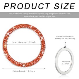SHMZK SHMZK Car Bling Crystal Rhinestone Engine Start Ring Decals, Sparkling Diamond Car Push Start Button Ignition Ring Sticker, Auto Key Ignition Knob Ring Decoration for Women Girls (Orange)