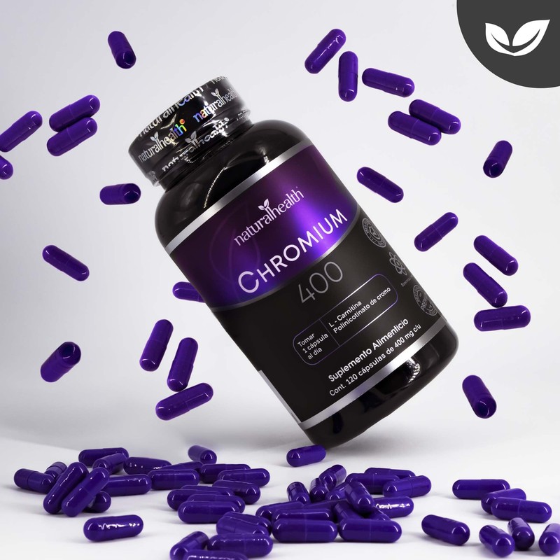 Natural Health. Chromium 400 + L-Carnitina. Frasco con 120 Cápsulas
