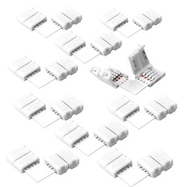 Sienoc LED RGB Strip Eckverbinder 10PK Schnellverbinder Steckverbinder L Verbinder Set（10pk L-4 Pol Verbinder）