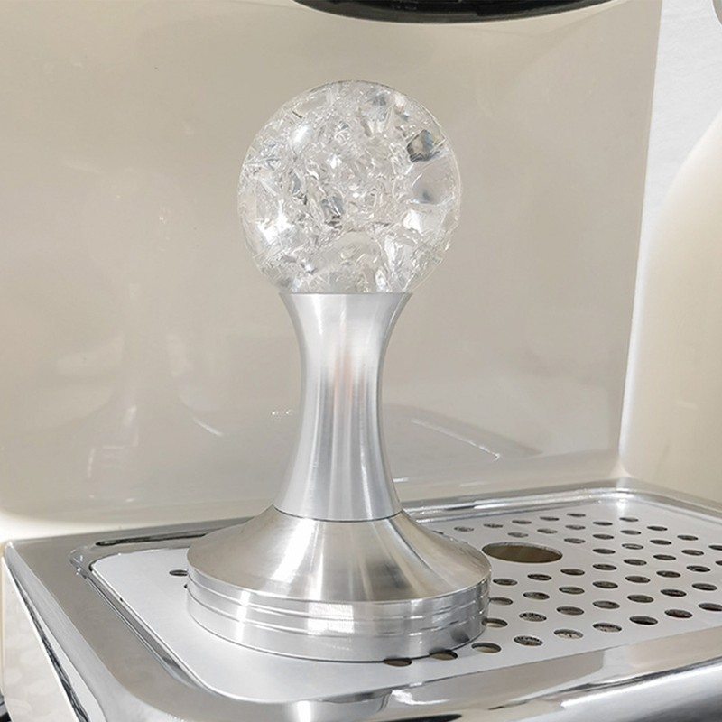 Crystal Ball Coffee Flat Tamper Stainless Steel Base Powder Hammer