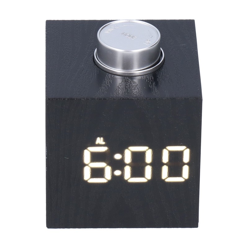 LED Knob Alarm Clock Digital Thermometer Display Imitation Wood Grain