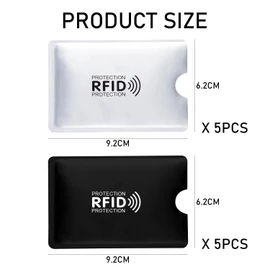 SLEEKEE 10pcs Credit Card Blocker RFID Cover Credit Card Encapsulation RFID Case NFC Blocker, Silver, black., Contemporary