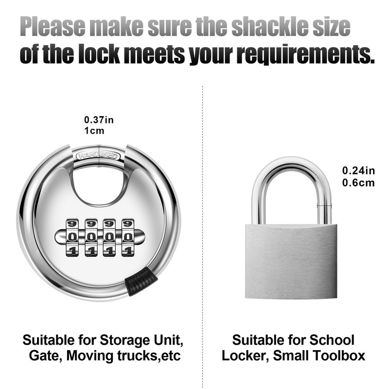 Rohuis Round Combination Lock, Uncuttable Combination Disc Padlock, 3/8 Inch