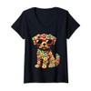 Women's Fruity Cat Fun: Fruit Loops Cat T-Shirt with V-Neck,