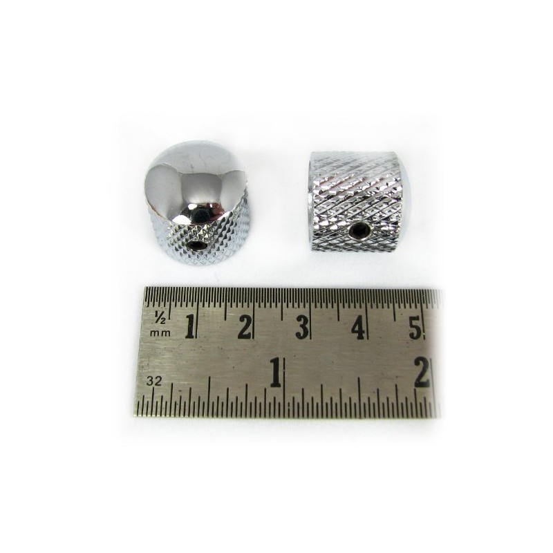 2-pack Potentiometer Knobs: Dome-Top Knurled Chrome with Set Screw