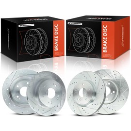 A-Premium Front and Rear Drilled and Slotted Disc Brake Rotors Compatible with Select Honda Models - Accord 2018 2019 2020 2021, 4-PC Set