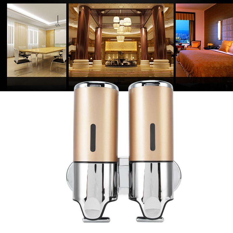 Wall Mount Soap Shower Dispenser Dual Pump 2 Separate Compartments