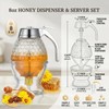 Glass Honey Dispenser No Drip with Stand, Glass Honey Jar,