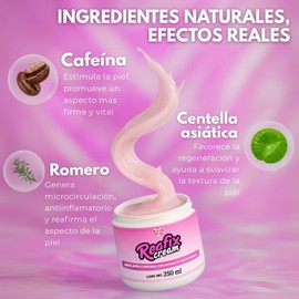 Crema Reafirmante Corporal con Romero, Centella Asiática y Cafeína 250 mL reductora de abdomen, crema antiestrías embarazo, Tratamiento reafirmante post parto, Emulsion corporal para estrías y flacidez ligera