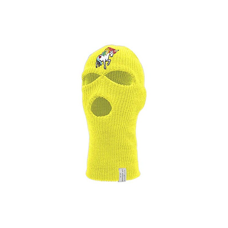 Rainbow Unicorn Ski 3 Hole Mask, Neon Yellow