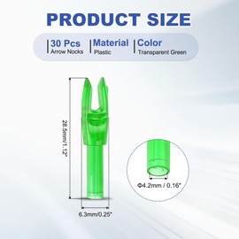 PATIKIL Archery Arrows Nocks 4.2mm, 30 Pack Plastic Insert Arrow Nock Replacement Arrow Tails for Hunting Shooting Compound Recurve Bow, Transparent Green