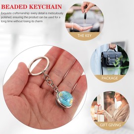 LIFKOME World Map Globe Keychain Creative Planet Key Chain Portable Metal 3d Pendant Earth Key Ring Bag Hanging Ornament for Men Women