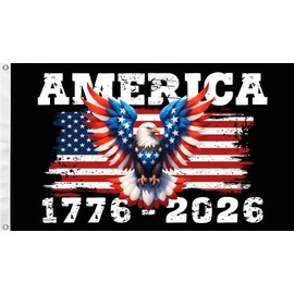 America 250th Birthday Flag 5X8Ft,USA 250 Years 1776 2026 Flags,Men Women Banner,Vibrant Colors, Double Stitched with 2 Brass Grommets, Bar Garden Street Decoration, GYM, Office Decor,Indoor Outdoor Use,Gifts. (Black, 5x8ft)