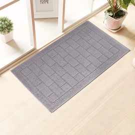 Non-Slip Entrance Doormat Welcome Door Mat Entryway Rug Outdoor Indoor Floor Mats Dirt Debris Mud Trapper Carpet for Patio Porch Garage Home Decor 18x30 (Grey Parquet)