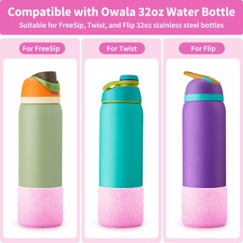 Diumepo Silicone Water Bottle Boot for Owala 32 oz, Anti-Slip Protective Sleeve for Owala Twist & FreeSip & Flip Stainless Steel Water Bottle, Boot Bottom Base for Owala (Glitter Pink)