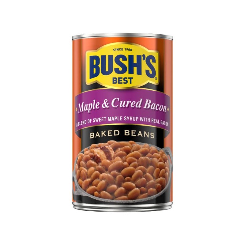 BUSH'S BEST Canned Maple and Cured Bacon Baked Beans, 28Oz
