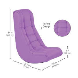 Factory Direct Partners Soft Tufted Floor Rocker - Cushioned Ground Chair for Kids Teens and Adults - Great for Reading, Gaming, Meditating, TV - Lavender, 10488-LV
