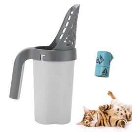 LIANGLIDE Integrated Shovel Cat Litter, Cat Litter Scooper with Bag, Cat Litter Scoop with Holder, Cat Litter Sifter Scoop System, Portable Integrated Shovel Cat Litter