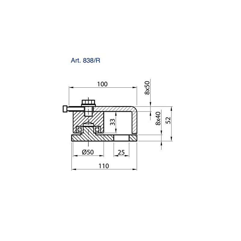 Upper gate hinge with thrust bearing for swing gates, load