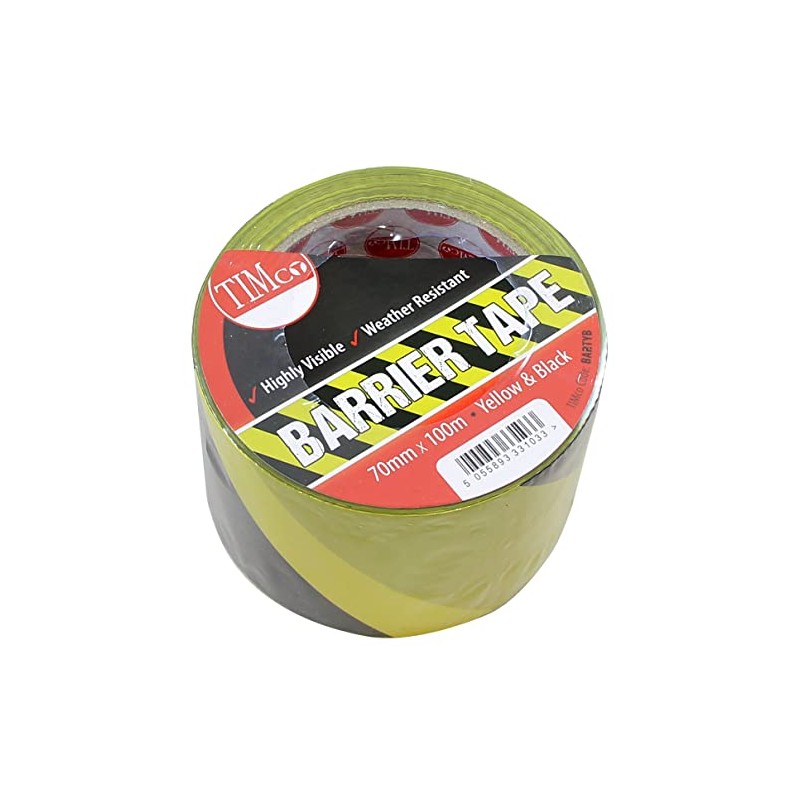 Timco PE Barrier Tape - Yellow/Black - 100m x 70mm