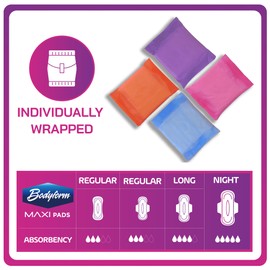 Bodyform Maxi - Value Sanitary Napkins, Cushion Soft Always Comfortable and Ultra-Absorbent (Regular Wings, 144 Count (12 Packs of 12 Counts))