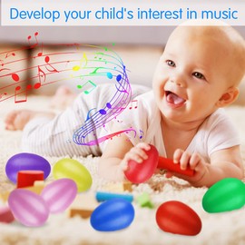 24 Pieces Musical Eggs Shakers, Plastic Egg Shakers Colorful Maracas Egg Shakers Egg Shakers Percussion with Miniature Iron Sand for Babies Toddlers Kids (6 Colors)