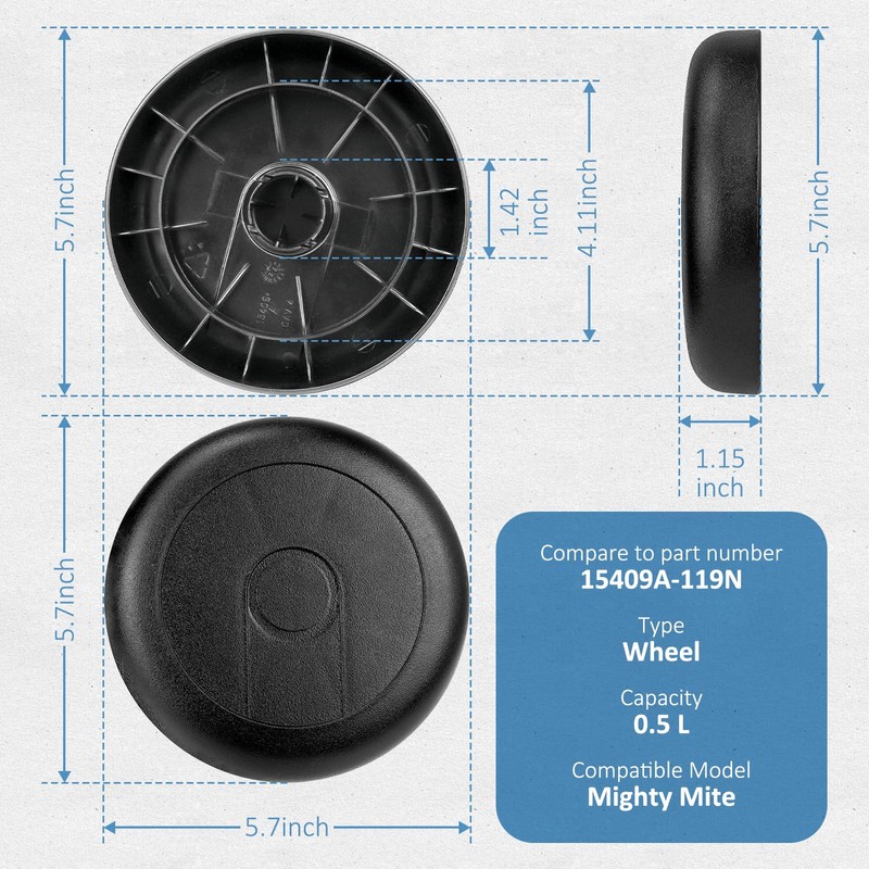 Eopzol 15409-119N Vacuum Rear Wheels Replacement for Eureka Fits for