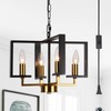 MEIJIA Plug in Chandelier, 4 Light Geometric Black and Gold