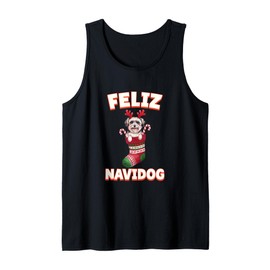 Feliz Navidog Christmas Dog Sock Havanese Tank Top