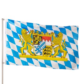 PHENO FLAGS Premium Bavaria Flag 90 x 150 cm – Extremely Weatherproof Flag with Brass Eyelets, 100% Polyester, Robust Double Stitching & in Vibrant Colours – Ideal for Flag Lovers