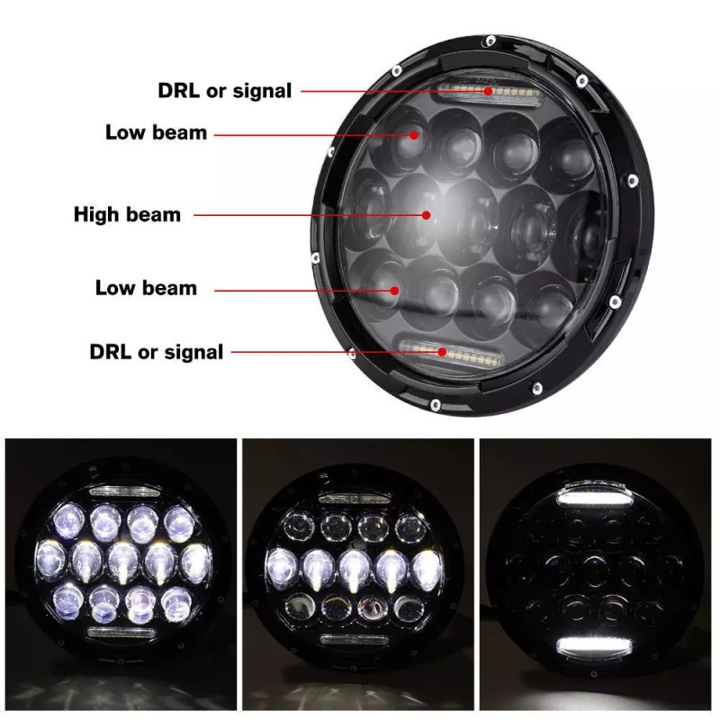 Bricologht For Kenworth T2000 1997-2011 Pair 7inch Round LED Headlights
