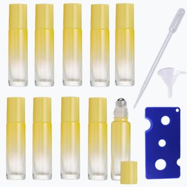 10pcs Empty Essential Oil Roll-on Bottles, 10ml/0.33 Oz Frosted Glass Perfume Bottles with Stainless Steel Balls, Portable and Reusable Empty Glass Roller Bottlefor Aromatherapy, Perfume Oils