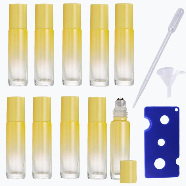 10pcs Empty Essential Oil Roll-on Bottles, 10ml/0.33 Oz Frosted Glass