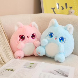 LVPU Cat Plush Pillow Cute Cat Stuffed Animals Soft Kawaii Plushies Toy for Girls Boys, Blue, 10 Inch