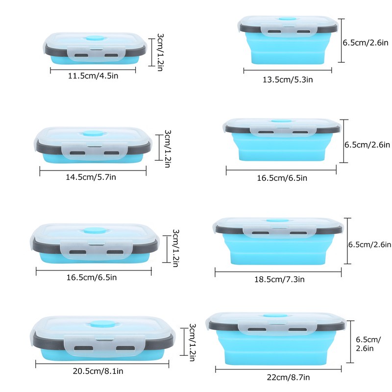 4Pcs/Set Silicone Lunch Box Collapsible Food Storage Container Bento Box