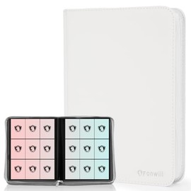 9 Pocket Card Binder, Premium Zip Trading Card Binder, 360 Double Sided Pocket PU Collection Binder, Collector Album, Card Folder for MTG, TCG, Sports Cards (White)
