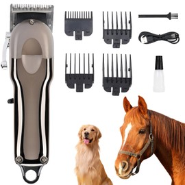 Horse Clippers, Professional Cordless Horse Trimmer Shaver, Low Noise Horse Grooming Clippers with LED Digital Display for Horse Grooming