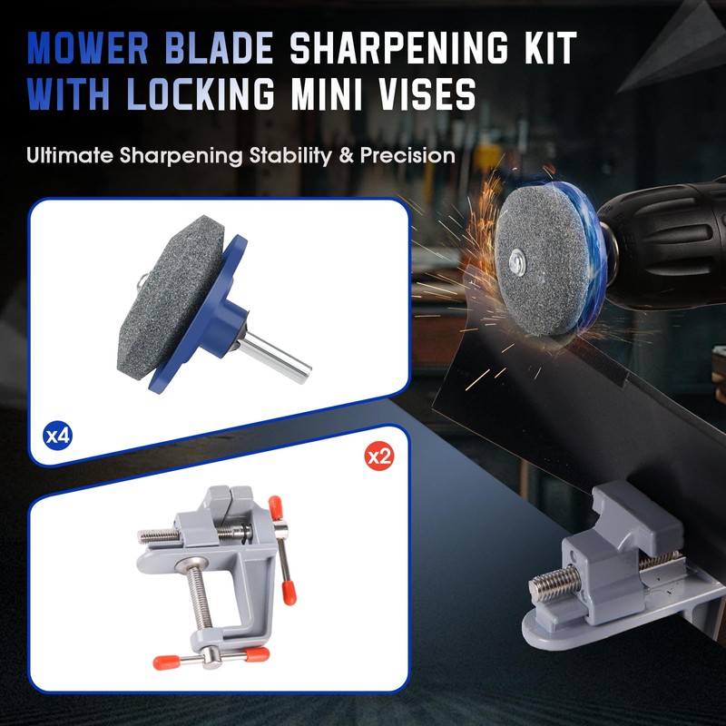 VLIKE Mower Blade Sharpening Kit with Locking Mini Vises