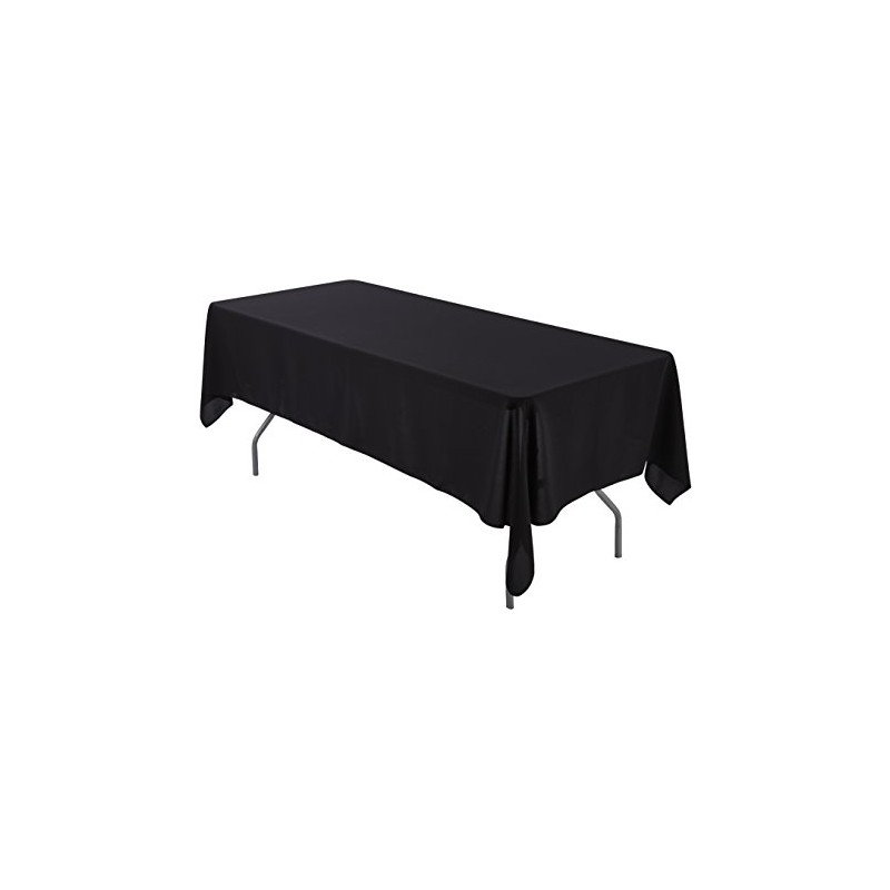 Zhen Linen 60 x 126 inch Rectangular Polyester Tablecloth (Black)
