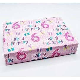 2 Sheets + 2 Gift Tags 6th Birthday Girl Pink Wrapping Paper Age 6 Cute Birthday Giftwrap Pink (PA)