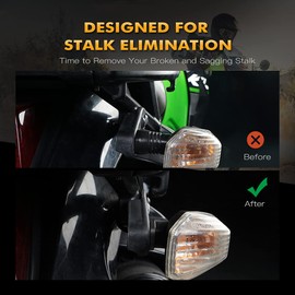 NICECNC Black Front and Rear Blinker Stalk Elimination Kit Adapter Plate Turn signal adapter Compatible with Kawasaki KLR 650 2008-2018 2017 2016 2015 2014 2013
