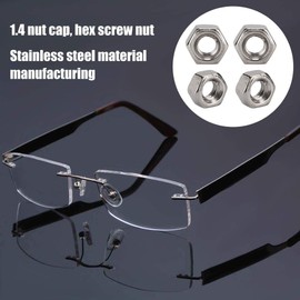 Rimless Glasses Parts, 300 Pairs Stainless Steel Rimless Glasses Screw Hex Nuts 1.4 Nut Cap Glasses Repair Parts