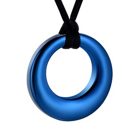 Hearbeingt Cremation Jewelry Urn Necklace for Ashes for Women Men, Circle of Life Eternity Memorial Pendant Ash Jewelry(Blue)