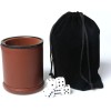 Leather Dice Cup Set Felt Lining Quiet Shaker with 5