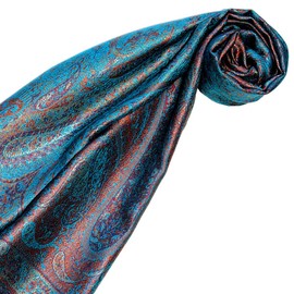 Lorenzo Cana Silk Scarf for Men Scarf 100% Silk Woven Men's Scarf Elegant Paisley Pattern Tone on Tone, Rust-brown-multi-coloured