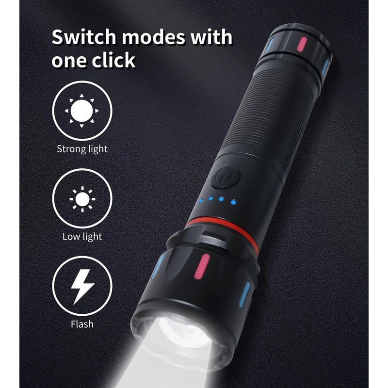 wahliwahli LED Rechargeable Flashlights High Lumens, 1500+ Lumens Super Bright