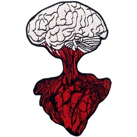 Heart Connect Brain Patch Embroidered Applique Badge Iron On Sew On Emblem