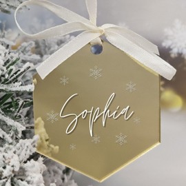 Uniqicon 20Pcs 3mm 1/8 Inch Extra Thick Gold Mirrored Hexagon Decoration Set With Hole, Sublimation Blanks Ornaments For Craft, Perfect For DIY Keychains, Gift Tag, Wedding Table Setting, Party Décor