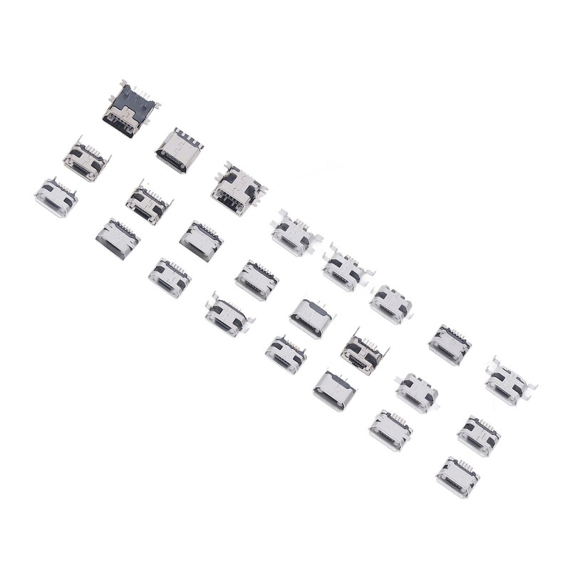 240 Pcs Micro USB Connector Set Stainless Steel Single Row